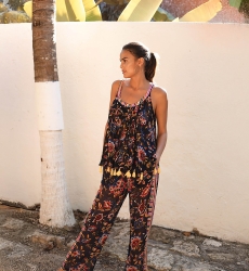 Angelo Tank Top – Navy Blue – Floral Pattern – Bohemian Style – Miss June Paris – 2