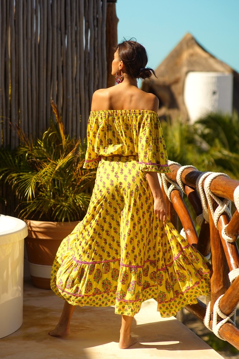 Top à épaules dénudées Flamenco - fleuri - style boho - Miss June Paris - 3