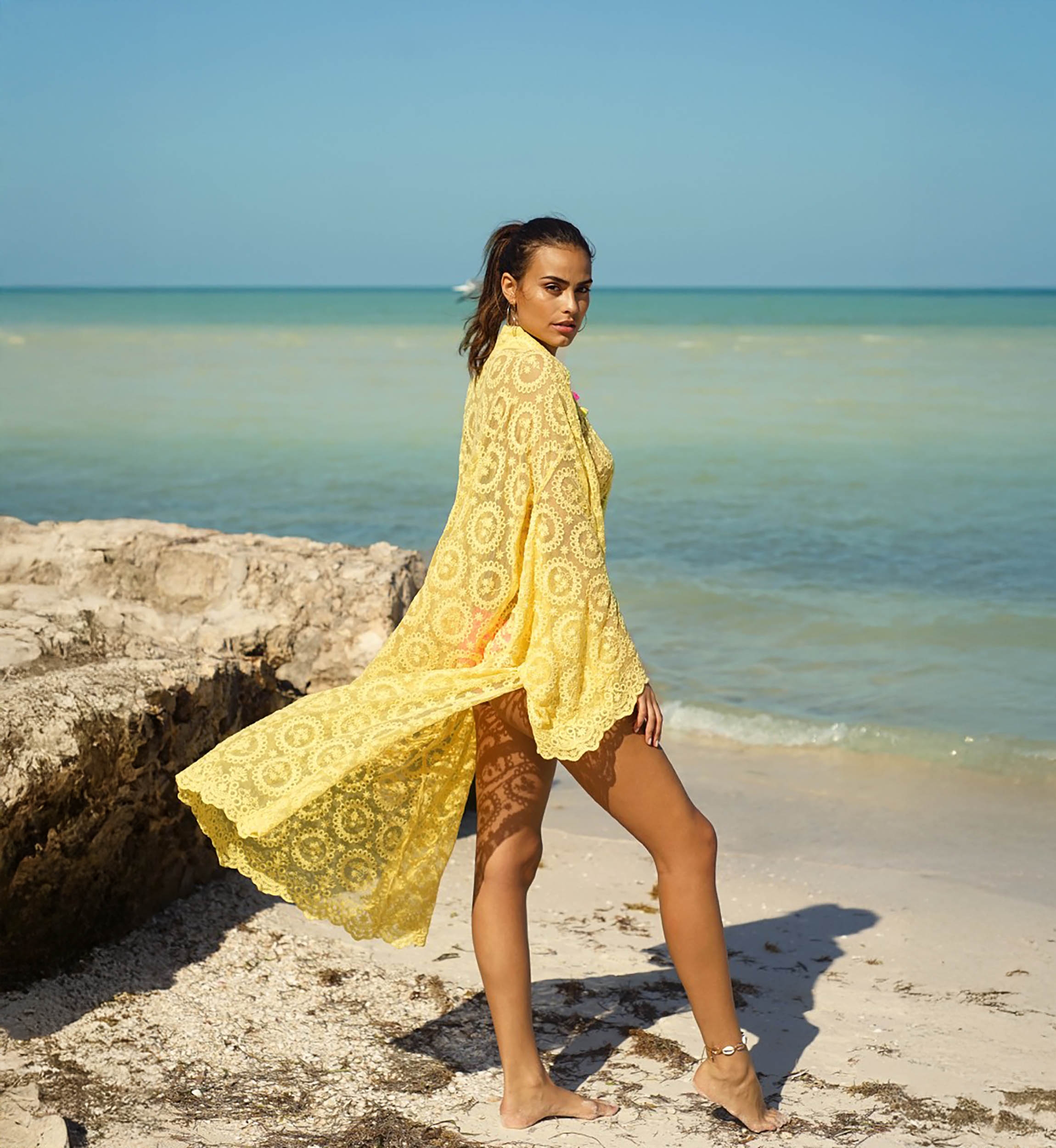 YELLOWSTONE Long Kimono – Yellow – Long Sleeve – Bohemian – Miss June Paris – 3