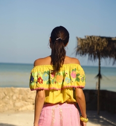 Chiquita Off-Shoulder Top, Embroidered Floral Pattern, Bohemian Style, Miss June Paris, 6