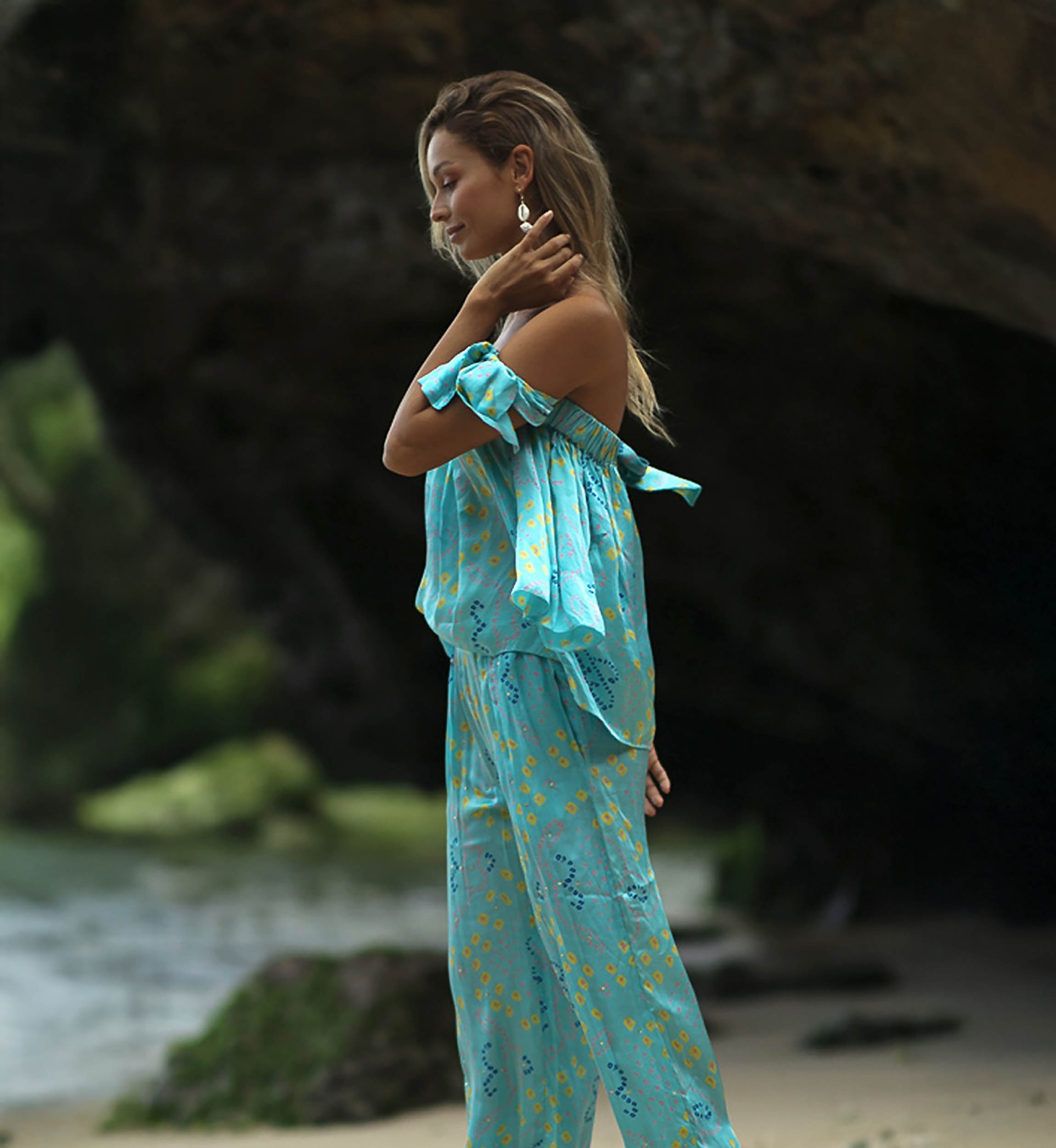 T-Shirt Isha- turquoise - style boho - Miss June Paris - 2