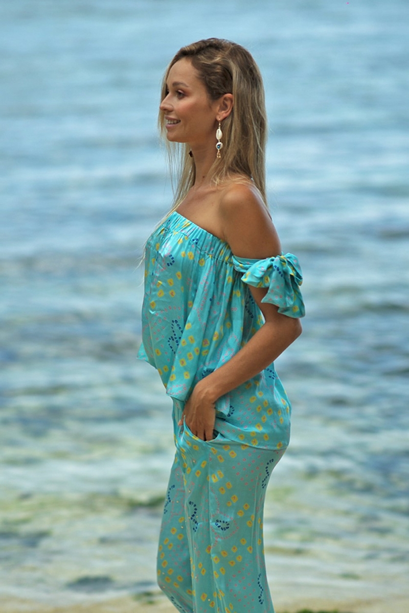 Camiseta Isha – Turquesa – Estilo boho – Miss June Paris – 1