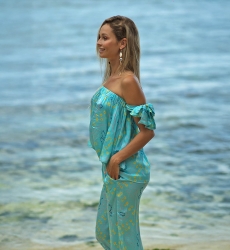 Camiseta Isha – Turquesa – Estilo boho – Miss June Paris – 1