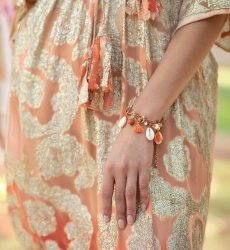 Aqua Bohemian turquoise costume bracelet SILK - Miss June