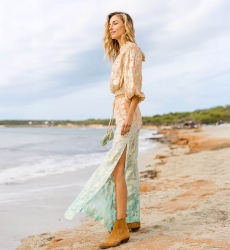 Pants BELLY: peach/aqua - gold decorated - boho - Miss June Paris - 3