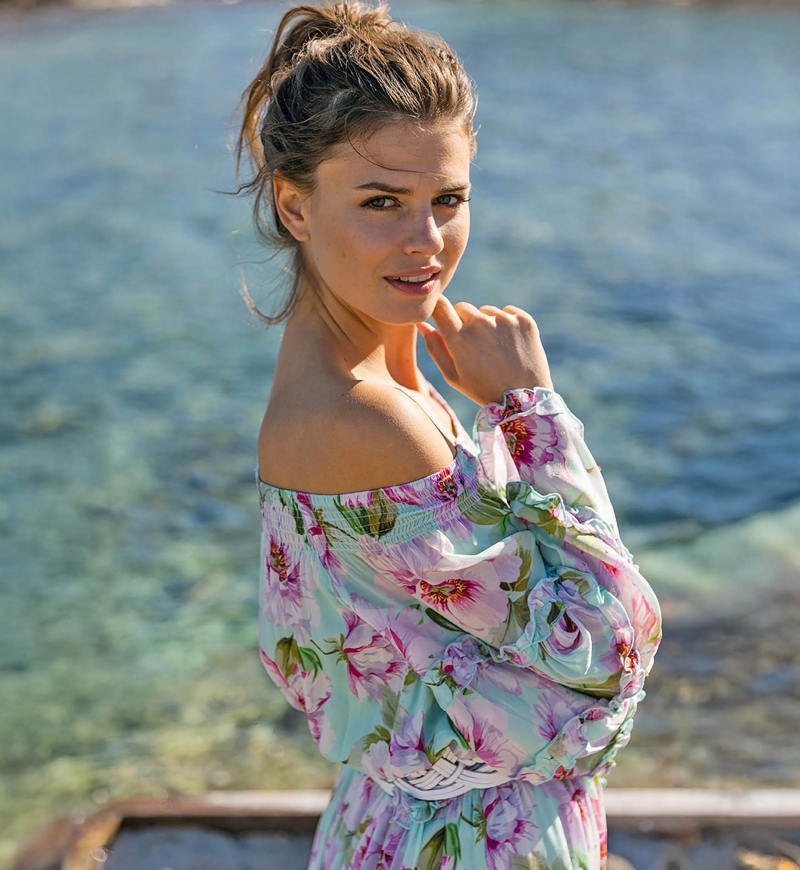 Robe Courte Fleur - manche longue - épaule dénudées - fleurie - Miss June Paris - 3