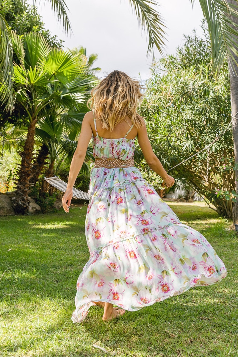 Robe Longue Petal -  fleurie - manches débardeur - Miss June Paris - 3
