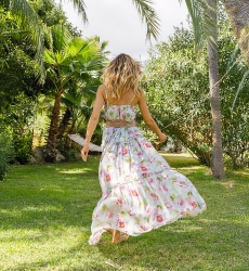 Robe Longue Petal -  fleurie - manches débardeur - Miss June Paris - 3