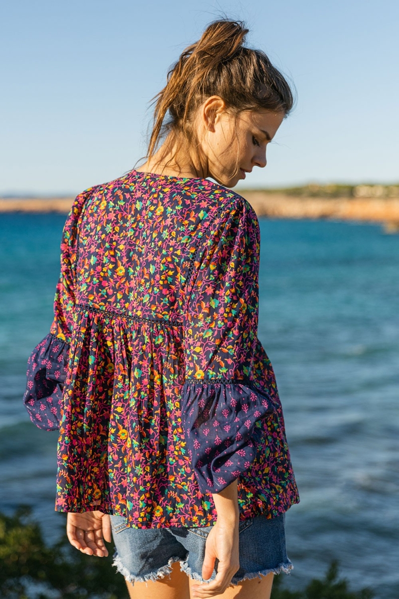 blouse BUBBLES - manche longue - voile de coton - bohème  - Miss June Paris - 3