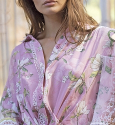 Chemise Tulla - rose - broderie blanche - imprimé floral - style boho - manches longues - Miss June Paris - 3