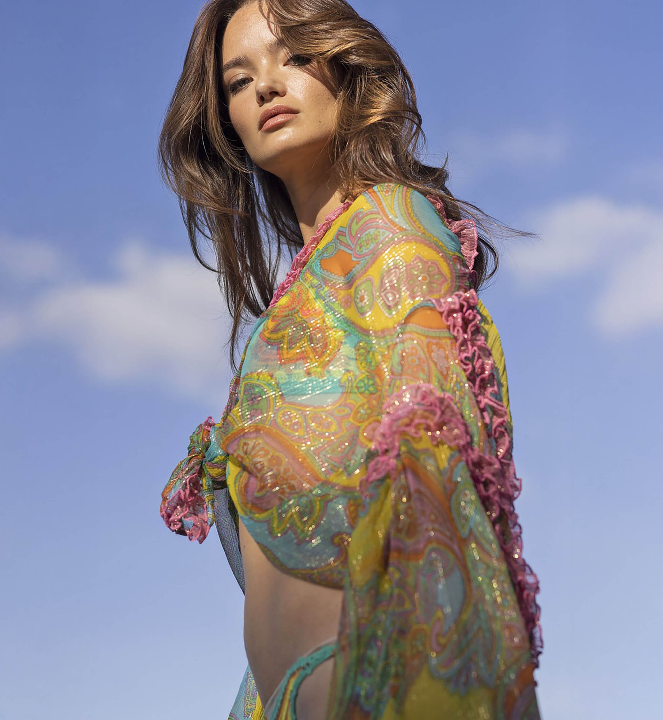 Tess Blouse - Multicolor - Lurex - Paisley Print - Long Sleeves - Bohemian - Miss June Paris - 3