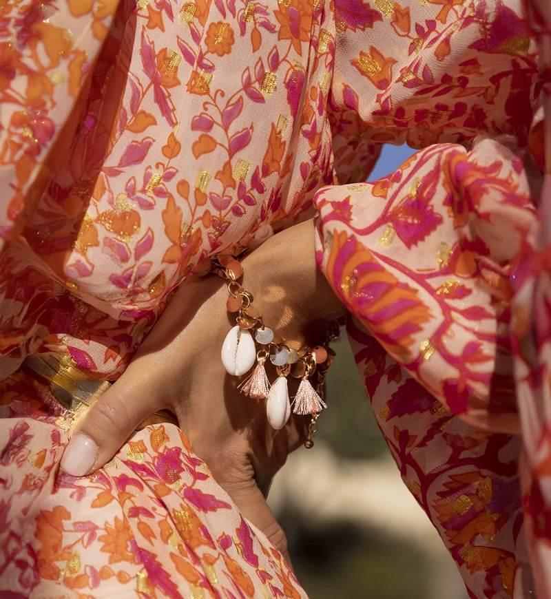 Aqua Bohemian turquoise costume bracelet SILK - Miss June