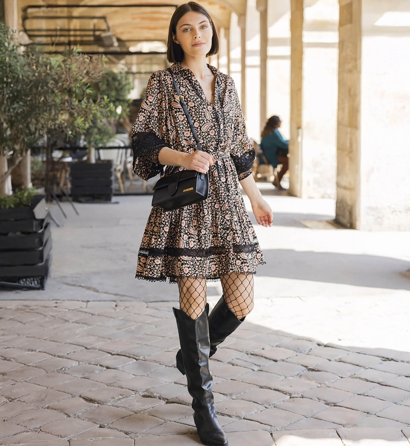 robe courte manche longue boheme CHLOE - Miss June