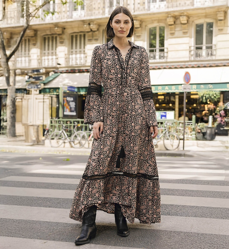 robe longue manche longue boheme VALENTINE - Miss June