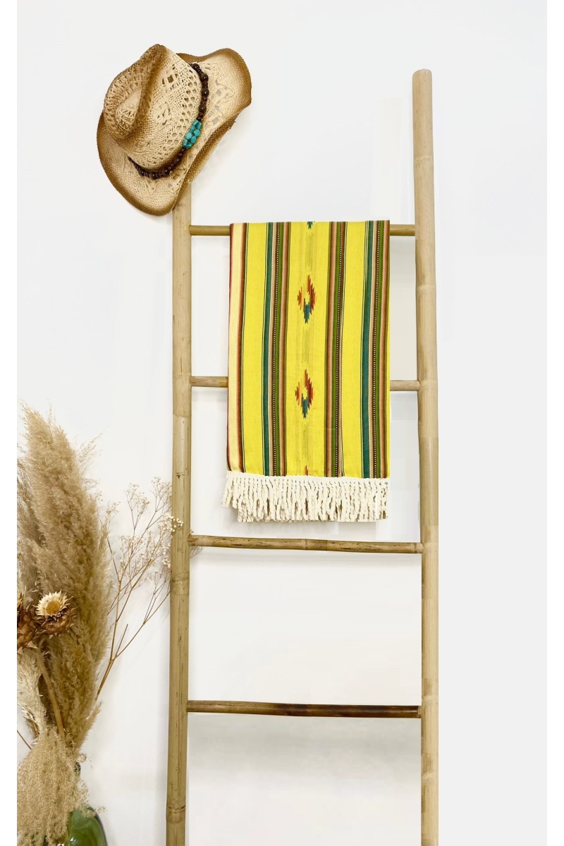 Fouta de Playa Seychelles – verde/amarillo/marrón – estilo bohemio – con flecos – Miss June Paris – 2