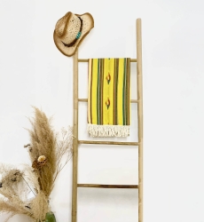 Fouta de Playa Seychelles – verde/amarillo/marrón – estilo bohemio – con flecos – Miss June Paris – 2