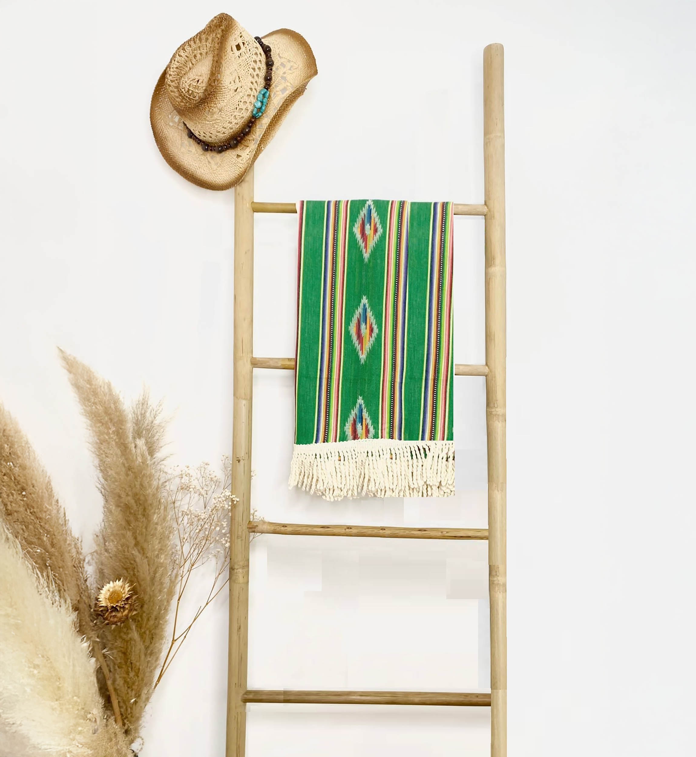 Seychelles Beach Fouta – green/yellow/brown – bohemian – with fringes – Miss June Paris – 4