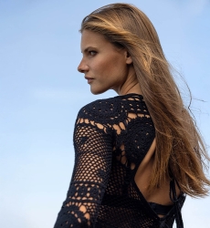 robe longue BIRKIN - noire - en crochet - manche longue - boheme - Miss June Paris - 5