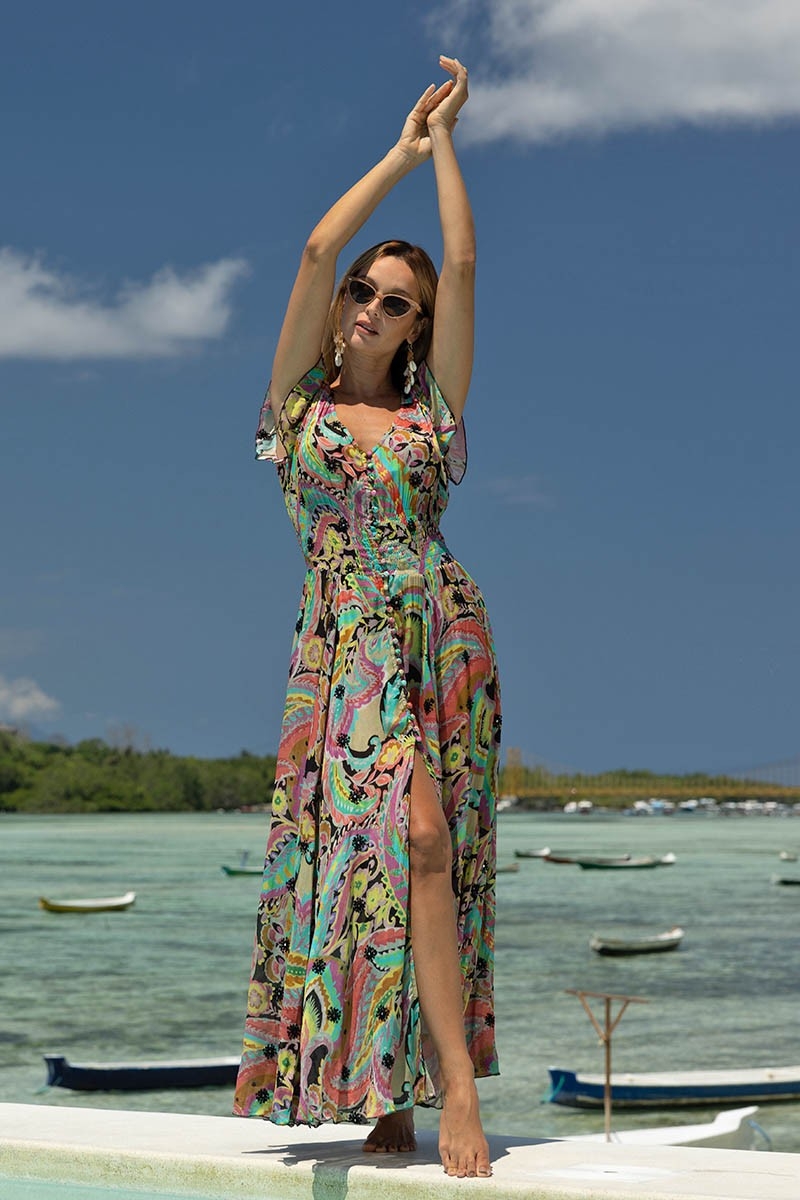 Absinthe Long Dress - Multicolor - Bohemian - Size S/L - Miss June Paris - 3