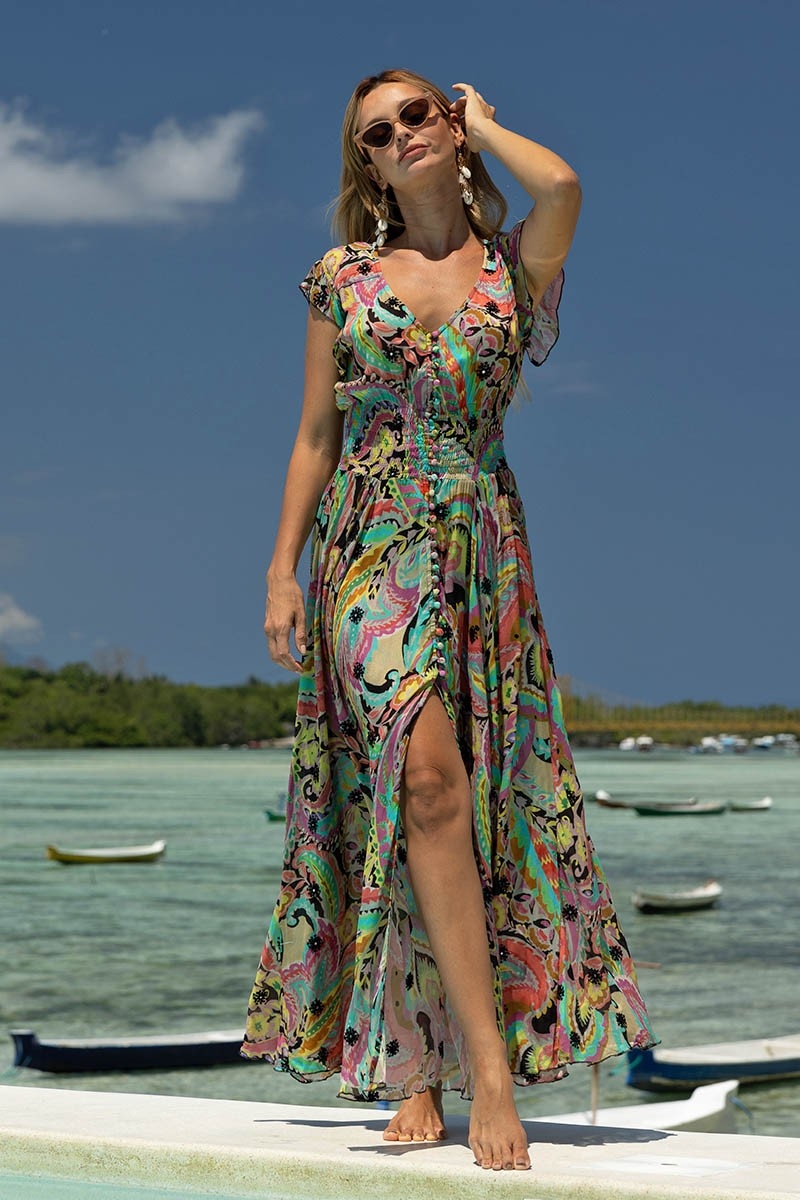 robe longue ABSINTHE - multicouleur - boheme - taille S/L - Miss June Paris - 2