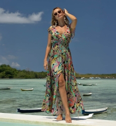 robe longue ABSINTHE - multicouleur - boheme - taille S/L - Miss June Paris - 2