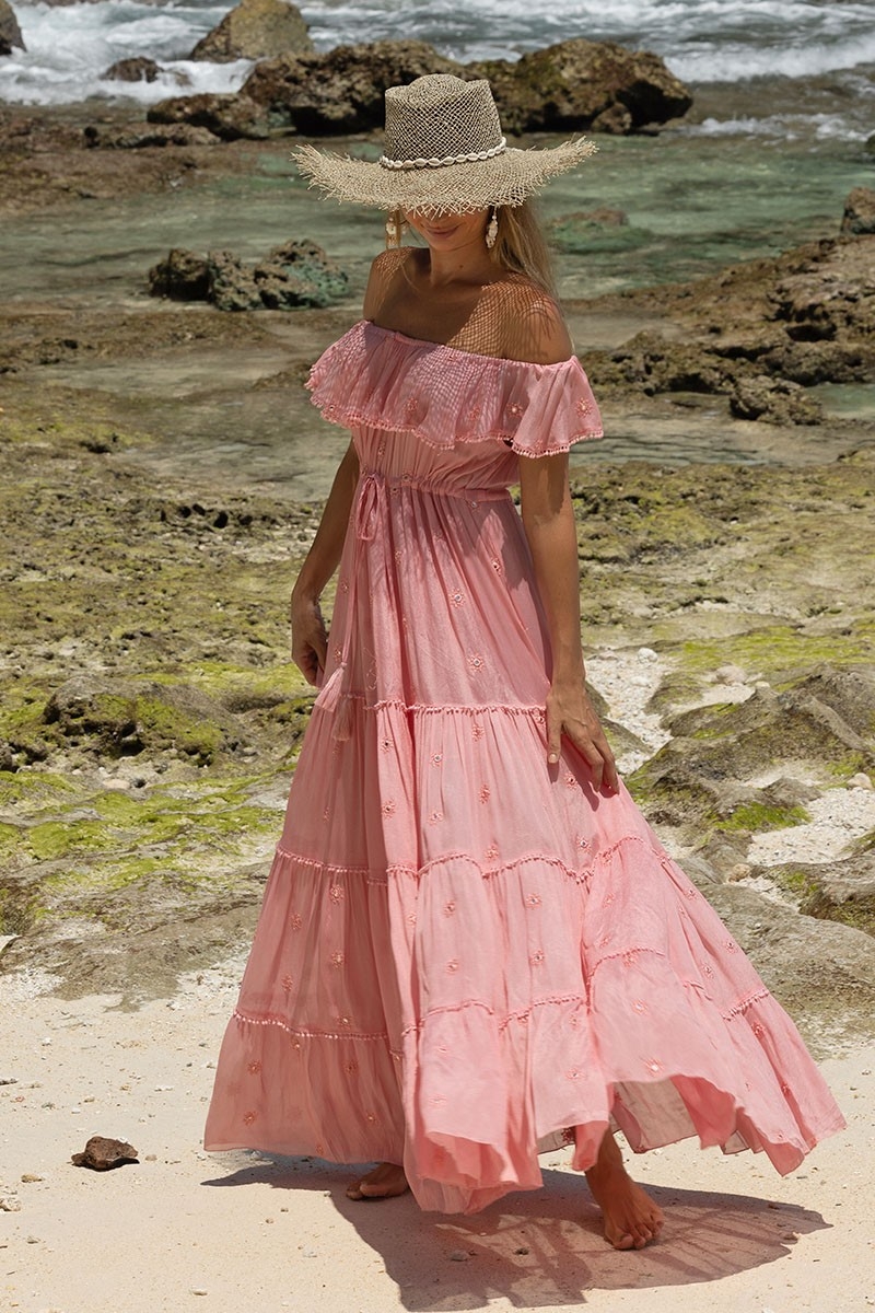 vestido largo rosa bohemio KATE - Miss June