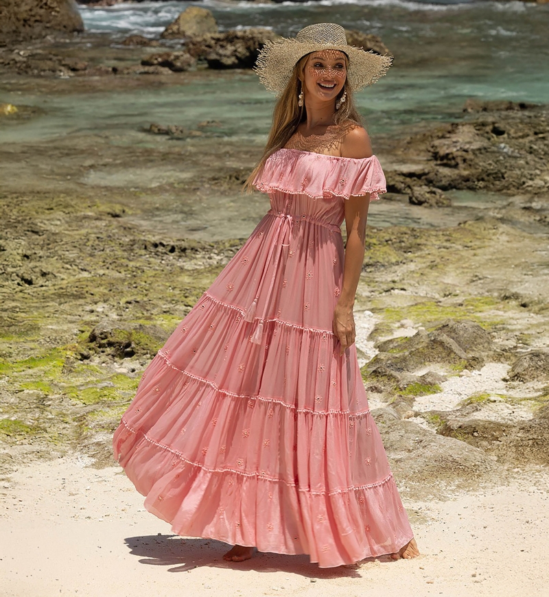 vestido largo rosa bohemio KATE - Miss June