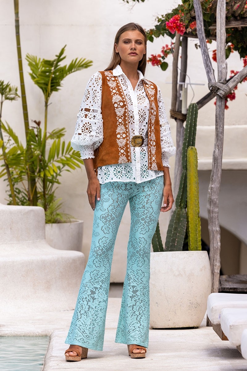 Pantalón Cece – Aqua – Crochet – Bohemio – Miss June Paris – 1