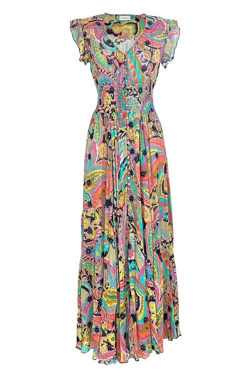 robe longue ABSINTHE - multicouleur - boheme - taille S/L - Miss June Paris - 5