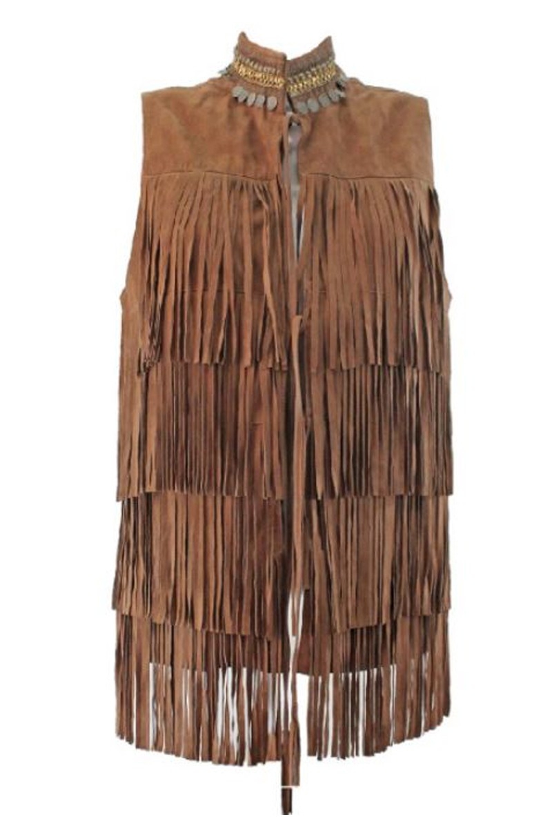 Sleeveless vest Western - two colors - black and brown - vest with fringes - bohemian style - Miss June Paris - 2