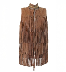 Gilet sans manches Western - deux couleurs - noir et marron - gilet avec   franges -  style boheme - Miss June Paris - 2