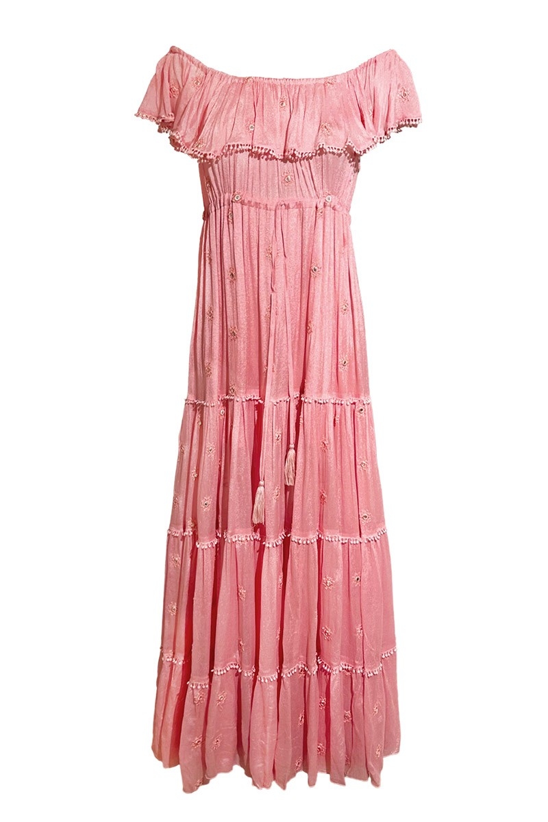 robe longue boheme rose KATE - Miss June