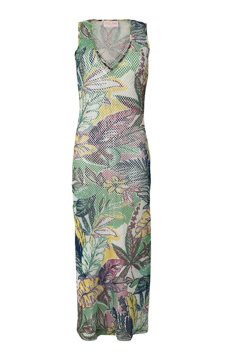 Long Dress Angeles - multicolored - crocheted cotton - V-neckline - bohemian - Miss June Paris - 3