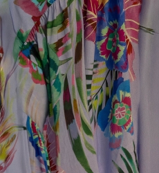 Robe Courte Falone - violet pastel - imprimé fleuri - manches longues - col V - Miss June Paris - 6