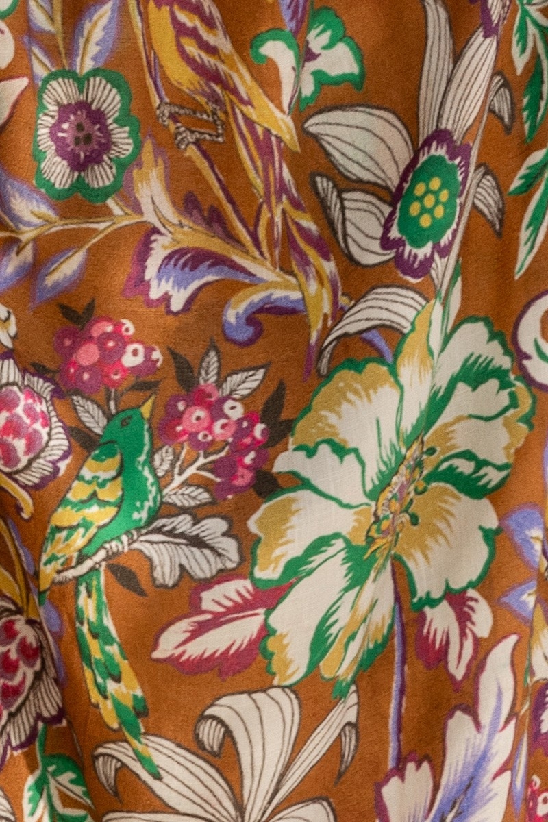 Robe Longue Wallis - marron/multicouleur - décoré avec petits miroirs - ceinture assortie - Miss June Paris - 6