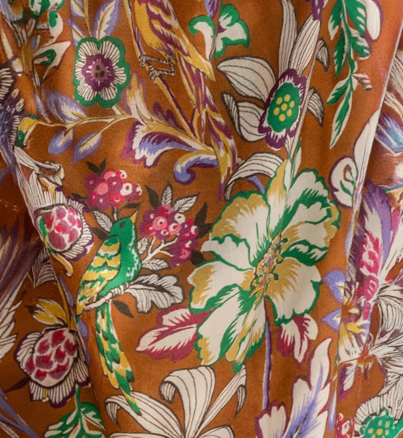 Robe Longue Wallis - marron/multicouleur - décoré avec petits miroirs - ceinture assortie - Miss June Paris - 6