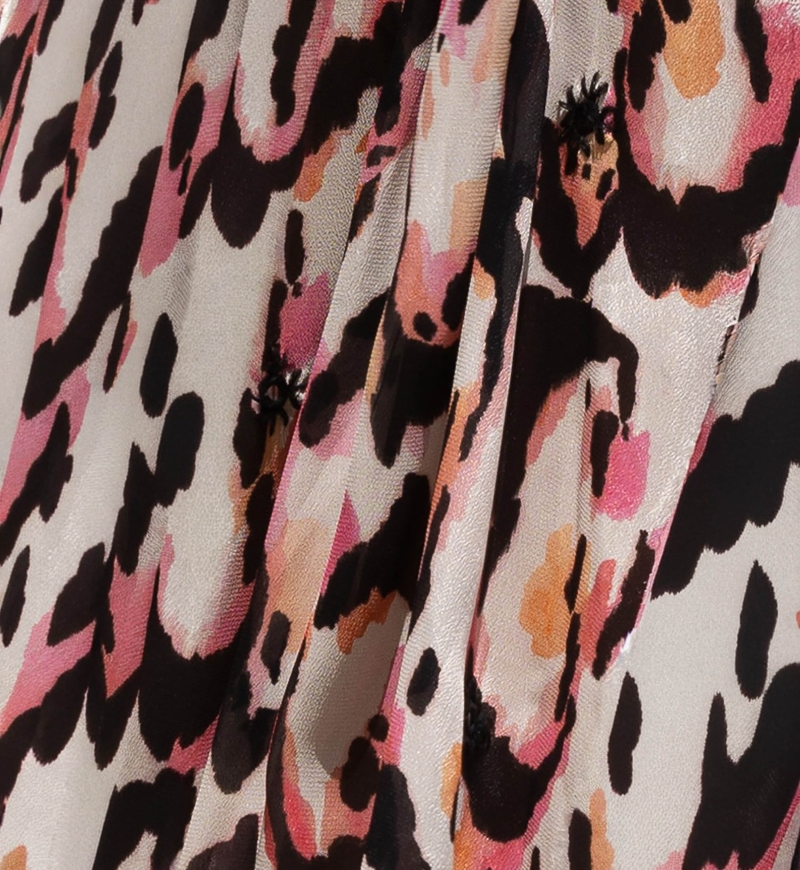 Long Caftan Roberta - multicolor - short sleeves - V-neck - boho style - Miss June Paris - 5