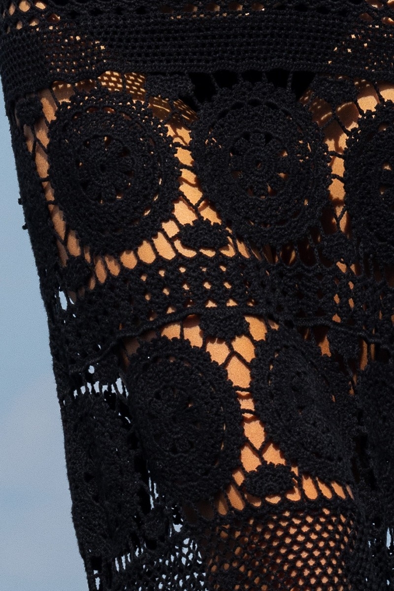 robe longue BIRKIN - noire - en crochet - manche longue - boheme - Miss June Paris - 6