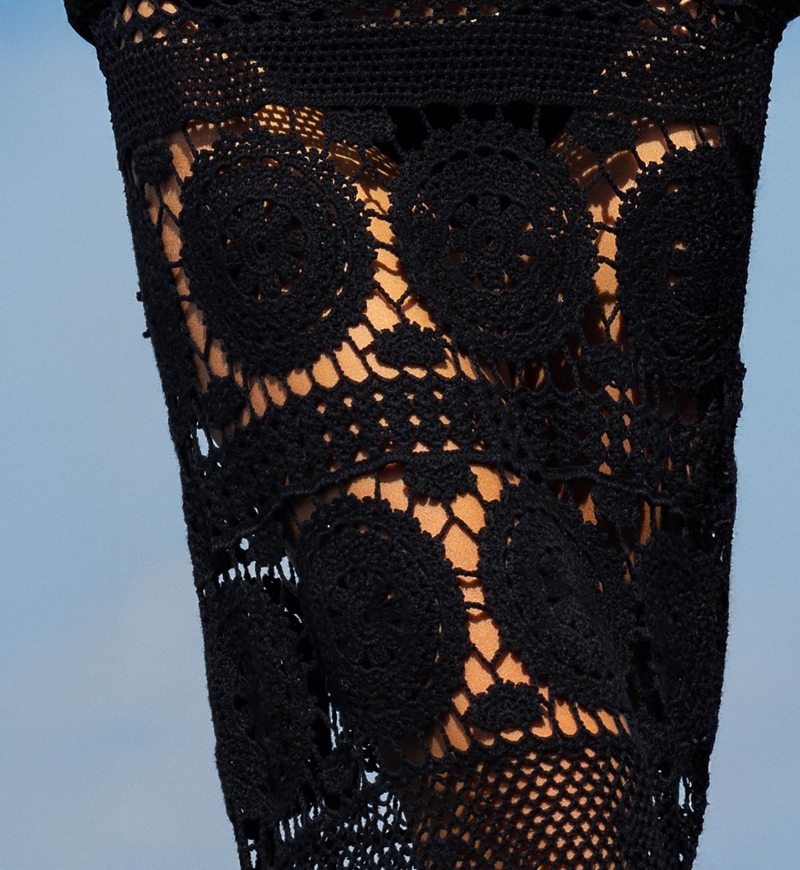 Birkin Long Dress - Black - Crochet - Long Sleeves - Bohemian - Miss June Paris - 6
