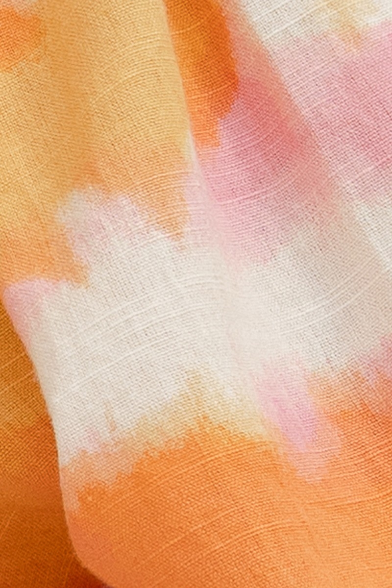 Camisa Hayley – rosa/naranja – mangas largas abullonadas – estampado tie-dye – bohemio – Miss June Paris – 6