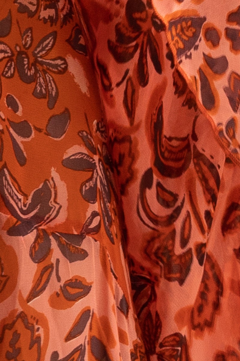Vestido Largo Vanessa - Naranja - Motivo Floral - Tirantes Ajustables - Pequeños Volantes - Boho Chic - Miss June Paris - 6