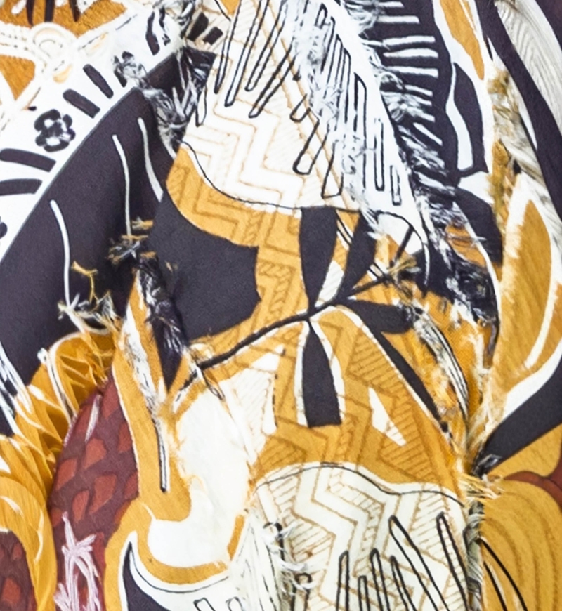 Robe Longue Sarah - marron/moutarde - imprimé tropical - ceinture assortie - boho - Miss June Paris - 5