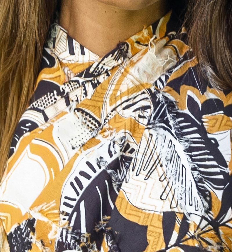 Robe Longue Sarah - marron/moutarde - imprimé tropical - ceinture assortie - boho - Miss June Paris - 6