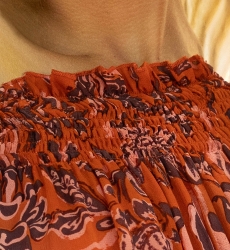 Robe Courte Melissa - orange - imprimé fleuri - manches longues- épaules dénudées - boho - Miss June Paris - 6