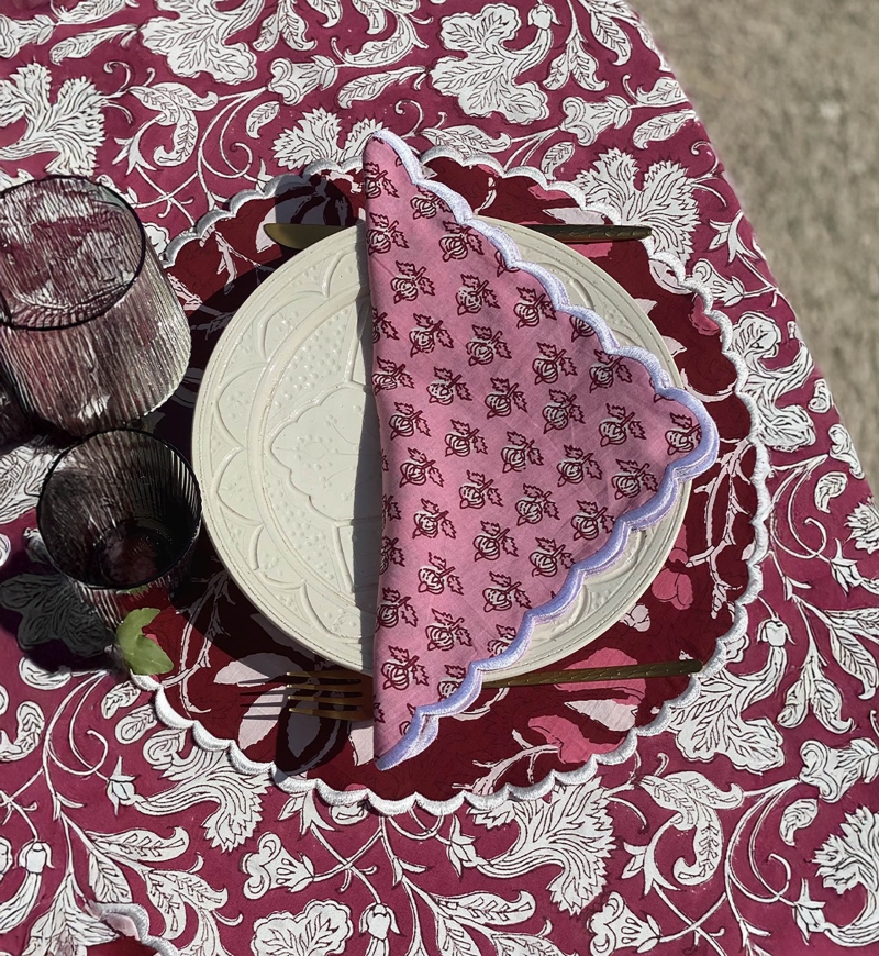 Set de table Red Blossom (Lot de 2) - motif fleuri  - 100% coton - style boho - Jardin Botanique - Miss June Paris - 3