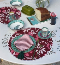 Set de table Red Blossom (Lot de 2) - motif fleuri  - 100% coton - style boho - Jardin Botanique - Miss June Paris - 2