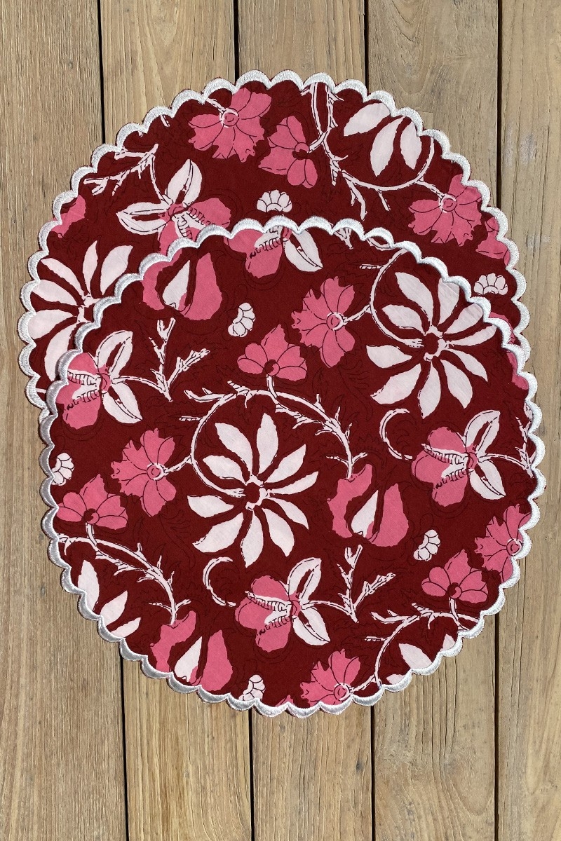 Set de table Red Blossom (Lot de 2) - motif fleuri  - 100% coton - style boho - Jardin Botanique - Miss June Paris - 4