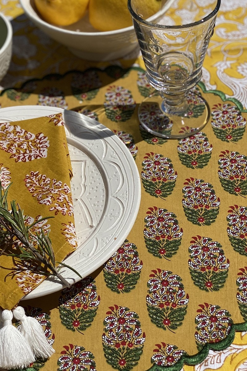 Set de table Blazing Yellow (Lot de 2) - rond - 100% coton - motifs floraux - Jardin Botanique - Miss June Paris - 3