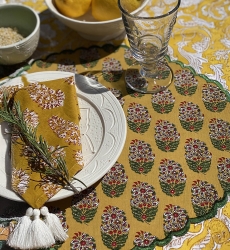 Set de table Blazing Yellow (Lot de 2) - rond - 100% coton - motifs floraux - Jardin Botanique - Miss June Paris - 3