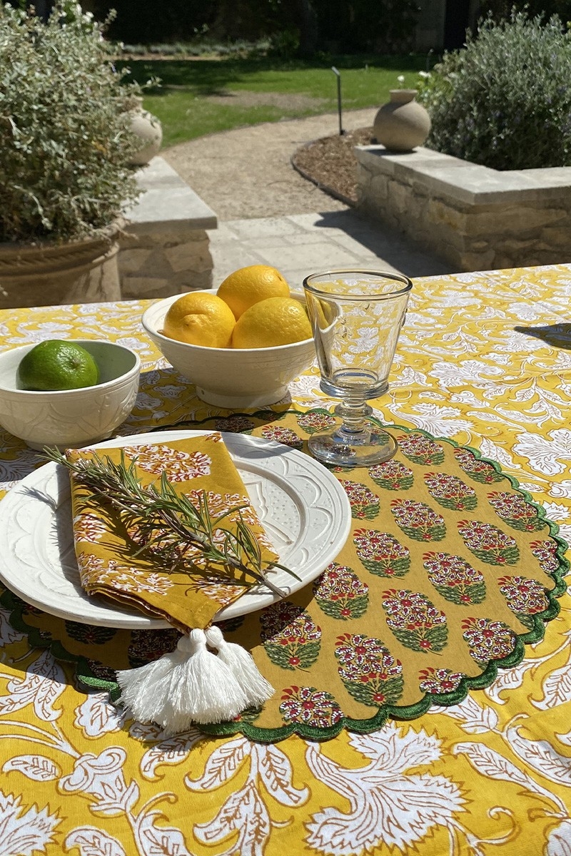 Set de table Blazing Yellow (Lot de 2) - rond - 100% coton - motifs floraux - Jardin Botanique - Miss June Paris - 2